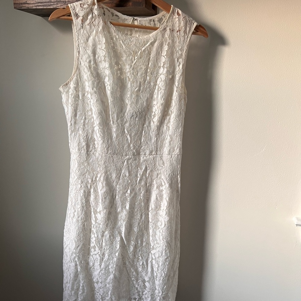 NY & Co Eva Mendes White Floral Lace Dress